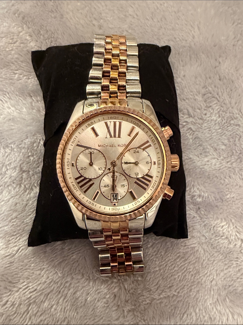 Michael Kors Two-Tone Silver and Rose Gold Chronograph Watch